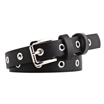 

Fashion Gothic Pu Waist Belt Patchwork Row Hole Belt Women Buckle Belts Punk Waistband
