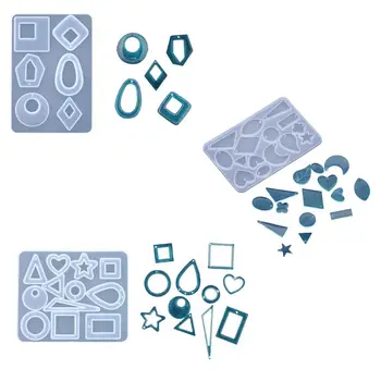 

3Pc All Shape Jewelry Pendant Resin Silicone Mold With Hole Jewelry Making Tools