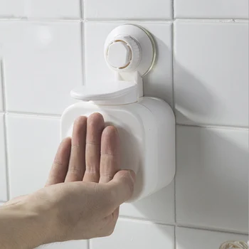 

Suction Cup Liquid Soap Dispenser Organizer Box Hand Back Press Bottle Bathroom Organize Foam and Liquid Soap Box
