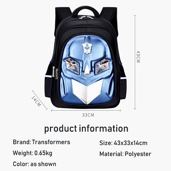 

TRANSFORMERS Children's Waterproof Backpack Kindergarten Schoolbag Polyester Large Capacity Cartoon Pattern Student Schoolbag