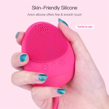 

Silicone Electric Facial Cleaner Brush Ultrasonic Deep Cleansing Blackhead Removal Rechargeable Washing Face Massager Machine 46