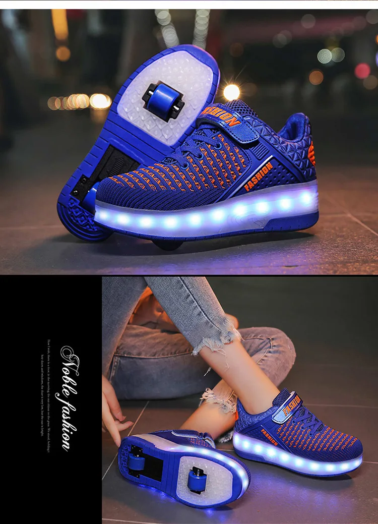 Новинка, стильная обувь с перекрестной каймой, изготовленная компанией Heelys, для зарядки, легкая обувь, светодиодный свет, детская обувь для взрослых, обувь для катания на роликах, кружево