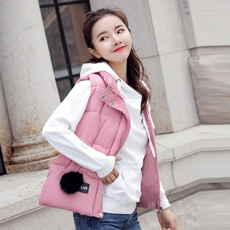 

37 Free Postage Photo Shoot 2019 Waistcoat Autumn And Winter Short Furry Ball Cotton-padded Clothes Woman Cotton Dress Coat Wome