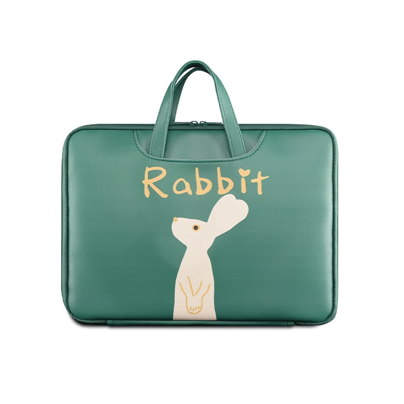 Милый кавайный водонепроницаемый зеленый кролик 13 14 15 дюймов PU Сумка для ноутбука портфель чехол для MacBook Xiaomi huawei hp Dell