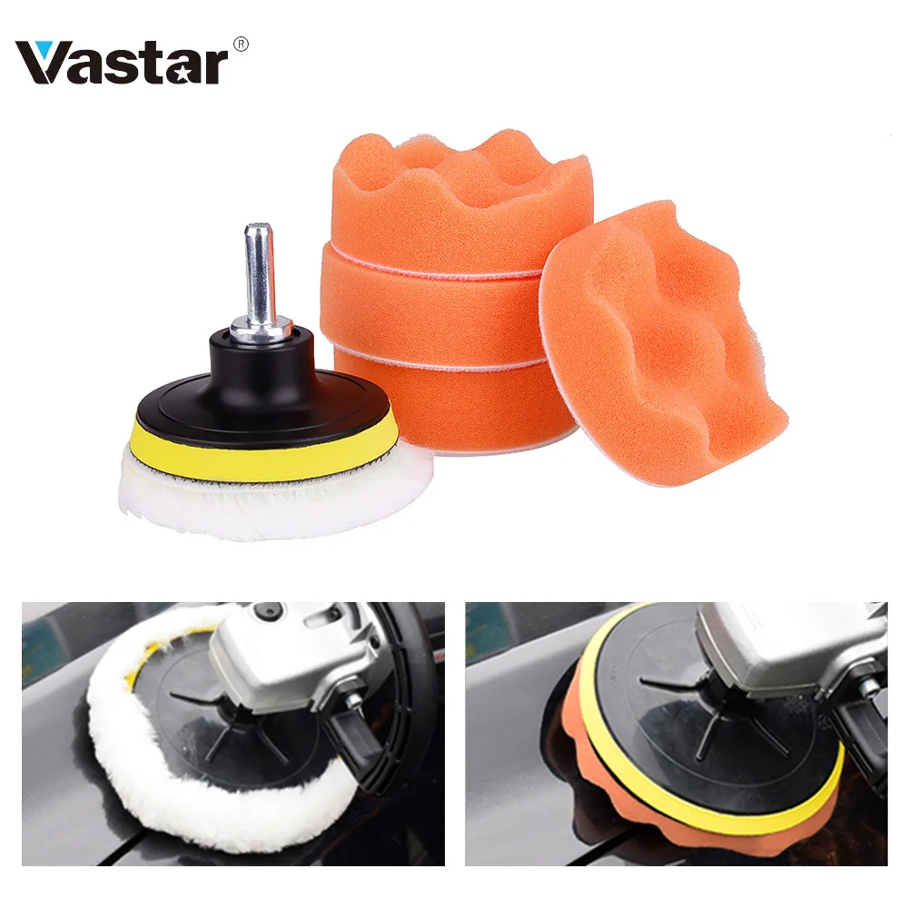 

Vastar 6Pcs Buffing Sponge Polishing Pad Hand Tool Kit For Car Polisher + Drill Adaptor M10 Power Tools Accessories
