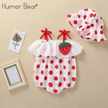 

Humor Bear 2020 Summer Baby Clothes Brand New Fashion Cute Jumpsuit Dot Print Sleeveless+ Hat Toddler Girls Rompers Clothing