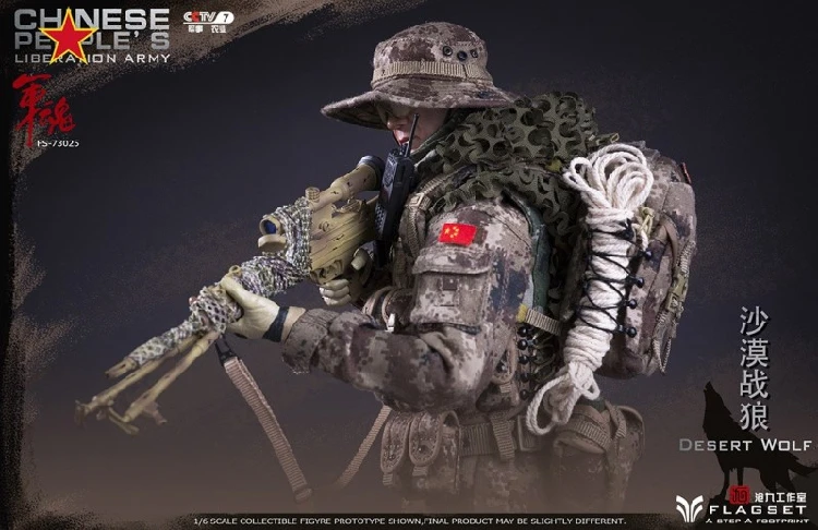 Desert Wolf PLA Flagset Action Figures 1/6 Scale Camo Boonie hat 