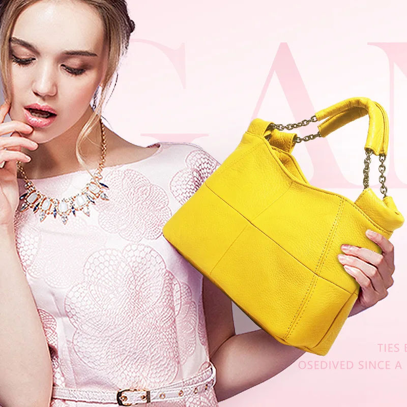 

Women Genuine Leather Fashion Handbag Simple Small Square Bag Shoulder Messenger Bag