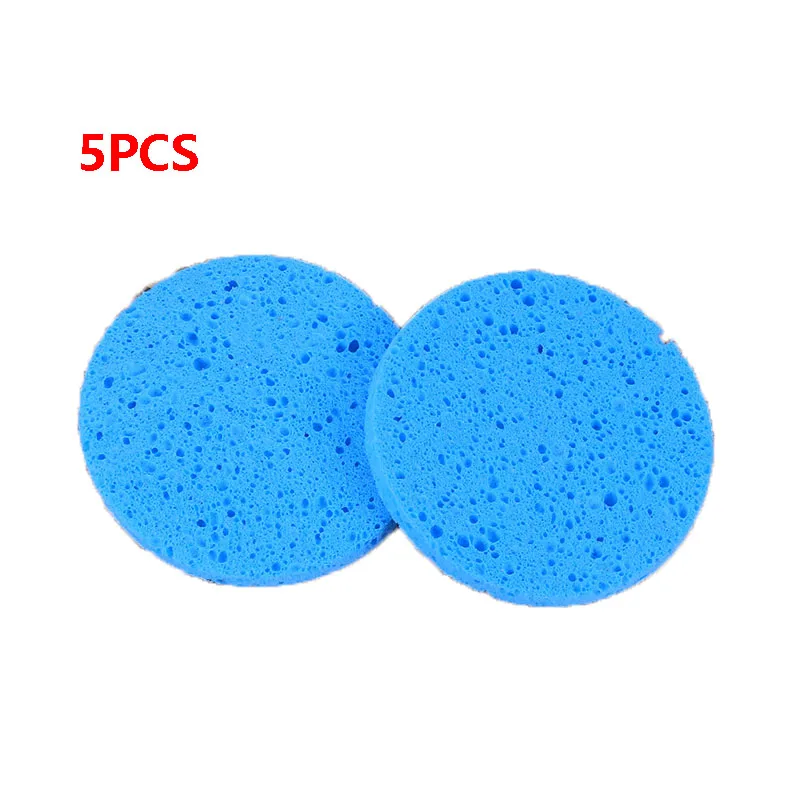 blue 5pcs 5 шт. спонж для лица, круглая моющая губка для снятия макияжа, натуральная губка, компресс целлюлозы, косметический спонж, средство для мытья - Цвет: blue 5pcs