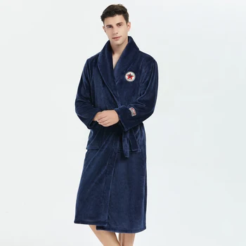 

Winter Men Warm Flannel Nightwear Kimono Bathrobe Gown Nightgown Casual Coral Bathrobe Gown Homewear Soft Intimate Lingerie
