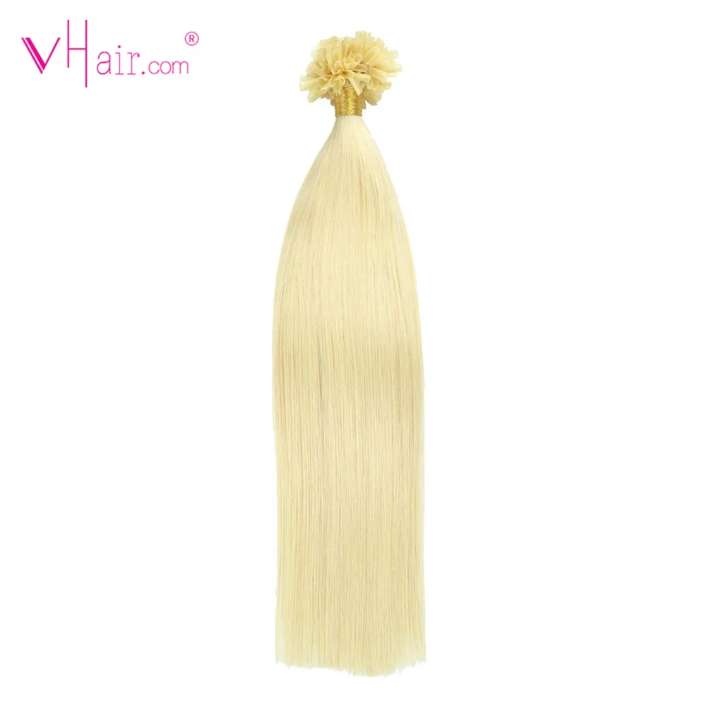 VHair Remy осветлённые волосы на кератиновых пластинах Бонд Пряди человеческих волос