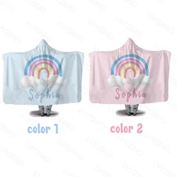LVYZIHO – couverture à capuche arc en ciel personnalisée, deux tailles pour adultes/enfants, couvertures molletonnées chaudes pour pique nique à la maison 