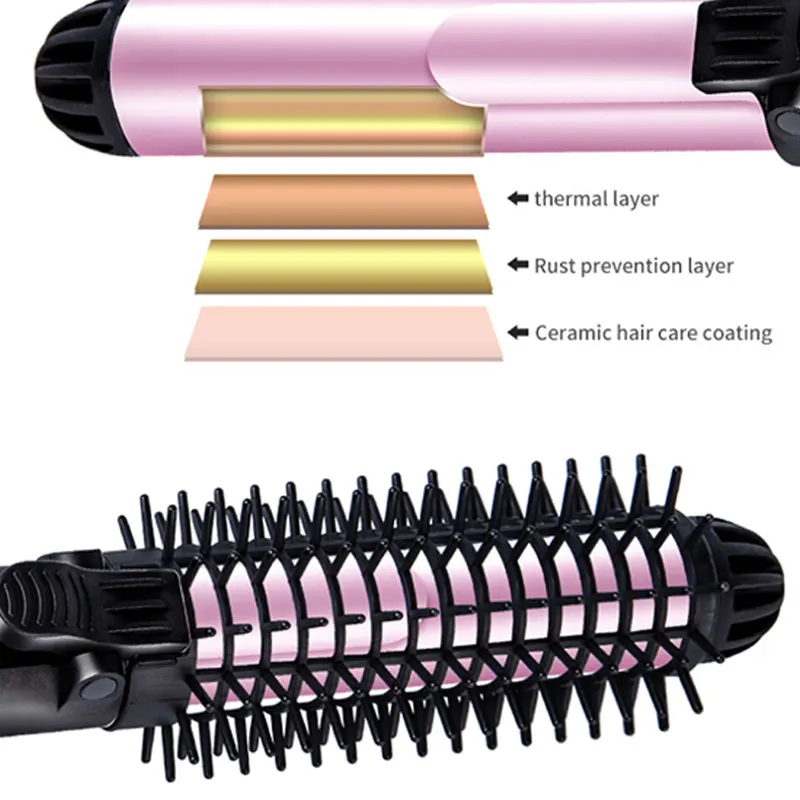 Регулируемая температура щипцы для завивки волос щетка с анти-ожога Горячая щетка для волос Styl инструмент Электрический стайлер для волос Быстрое нагревание волос бигуди