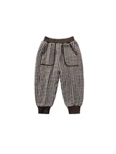 Pantalon à carreaux épais pour fille, sarouel chaud élastique, en coton et velours, style coréen, collection hiver 2021 
