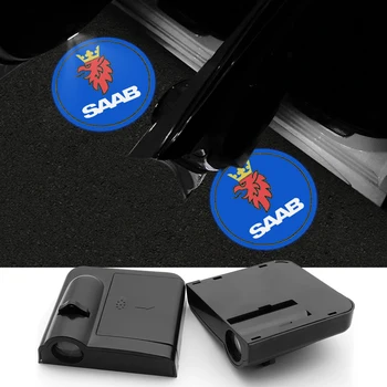 

2PCS Wireless Led Car Door Shadow Light Welcome Light Step Lights for Saab 03-10 BJ SCS 9-3 9-5 9-2x 9-5x Auto accessories