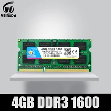 VEINEDA DDR3 4 гб 8 гб 1600NHz PC3-12800 оперативная память So-dimm совместима с ddr3 1333 PC3-10600 ddr 3 204pin для ноутбуков AMD Intel