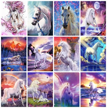 

HUACAN 5D DIY Diamond Painting Horse Diamond Embroidery Animal Cross Stitch Pictures Of Rhinestones Crafts Kit