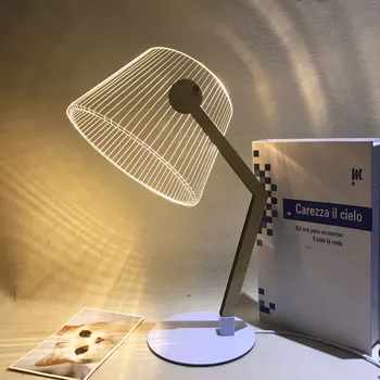 

3D Effect Acrylic Simple LED Night Light Creative Warm White Desk Lamp Bedside Light USB Power