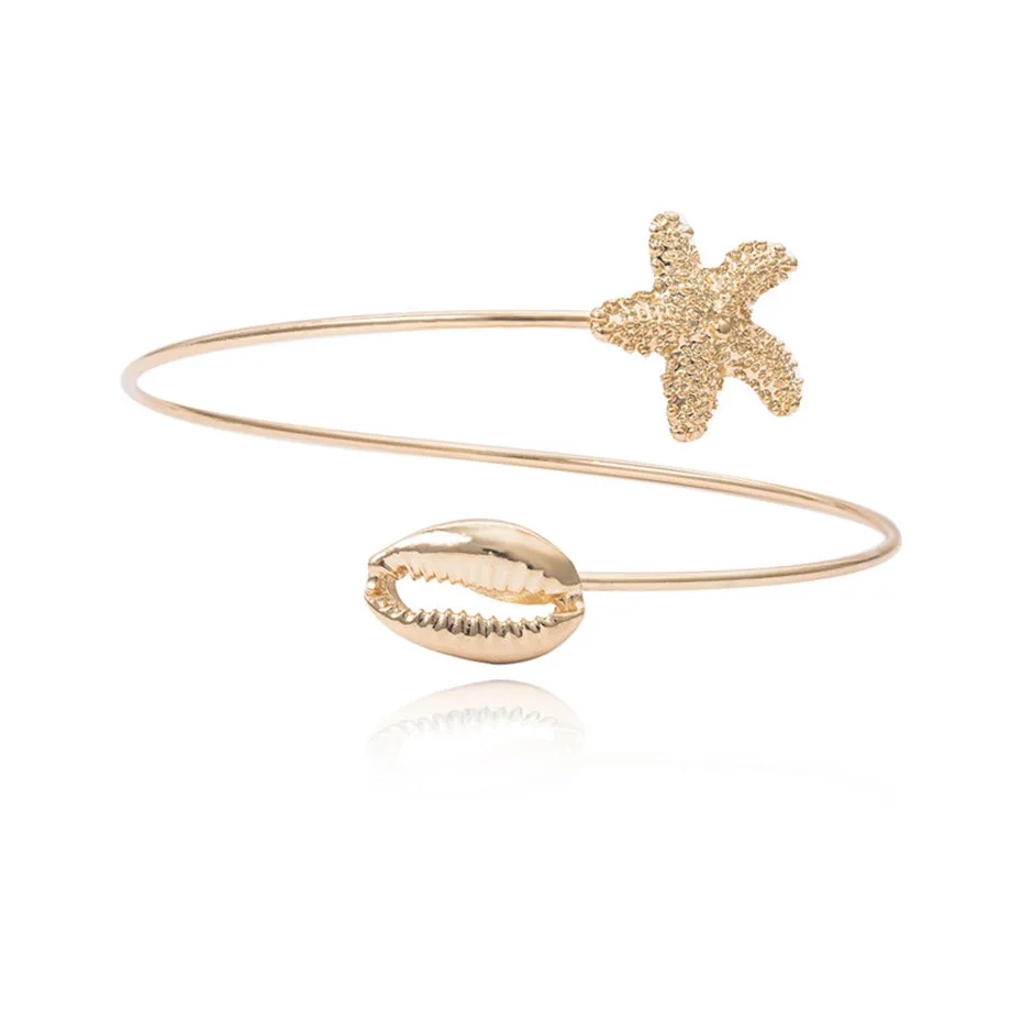 Bangle Ingemark браслет возлюбленной Богемской морской звезды верхняя рука жесткий браслет ретро оболочка золотого цвета нарукавник запястные Открытые Браслеты Femme - Окраска металла: Bangle