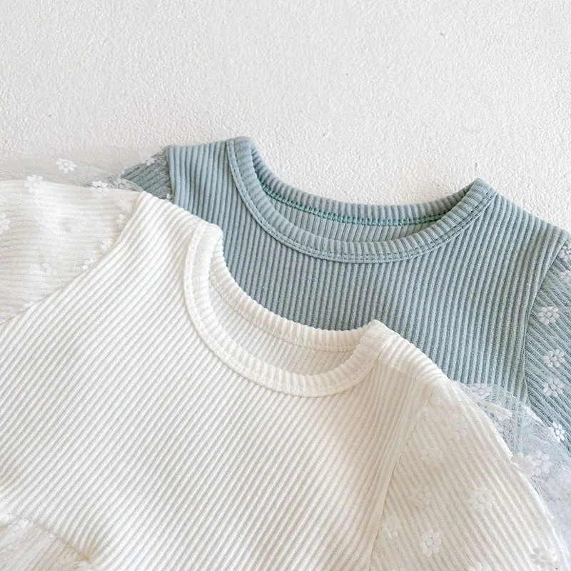 Spring Baby Girls Lace Bodysuits One Piece Daisy Embroidery