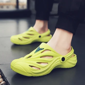 

2019 Summer Men's Slippers Slip-On Garden Shoes Breathable Man Sandals Plus Size Male Beach Shoes Flip Flops Quick Dry YC-82