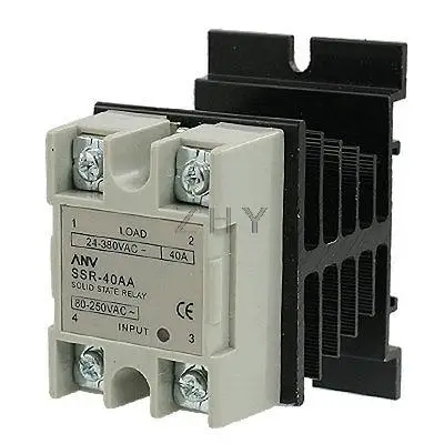 

AC to AC Solid State Relay SSR 40A 80-250VAC 24-380VAC w Heat Sink