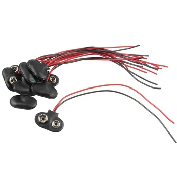 

New SODIAL(R) 10 Pcs Black Faux Leather Shell T Type Wired 9V Battery Clip Connector
