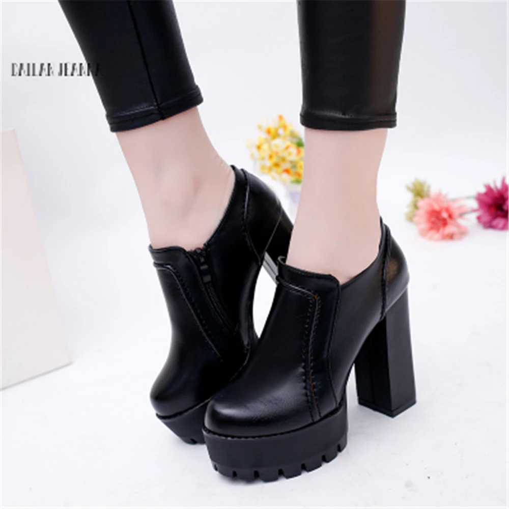 Ultra-high heel women's single shoe low-heeled shoes and bare boots water-proof fashion 2018 autumn new style work shoes fashion 
