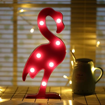 

BRELONG 3D Warm White Decoration Night Light for Kids Room Christmas Wedding Flamingo 3V Rose Red