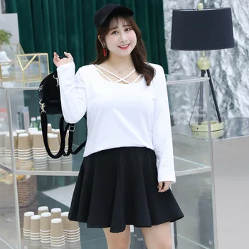 

2020 NEW autumn new basic cross-neck T-shirt slim bottoming shirt