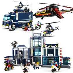 Город совместим с ed SWAT полицейский участок вертолет наборы фигурки грузовик автомобиль строительные блоки детские игрушки мотоцикл
