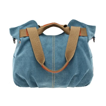 

Women's Ladies Casual Vintage Hobo Canvas Daily Purse Top Handle Shoulder Shopper Handbag(Blue)