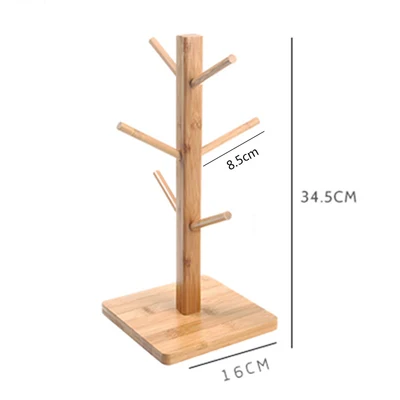 Wooden Coffee Cup Holder Beech 6 Cup Mug Holder Countertop Pantry Stands Mug Tree Shape Rack Storage Holder Stand Home Kitchen - Цвет: B