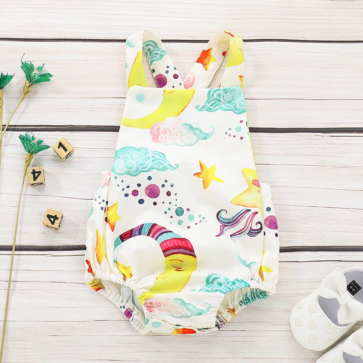 

Baby Pure Cotton Star Moon Suspender Strap Romper