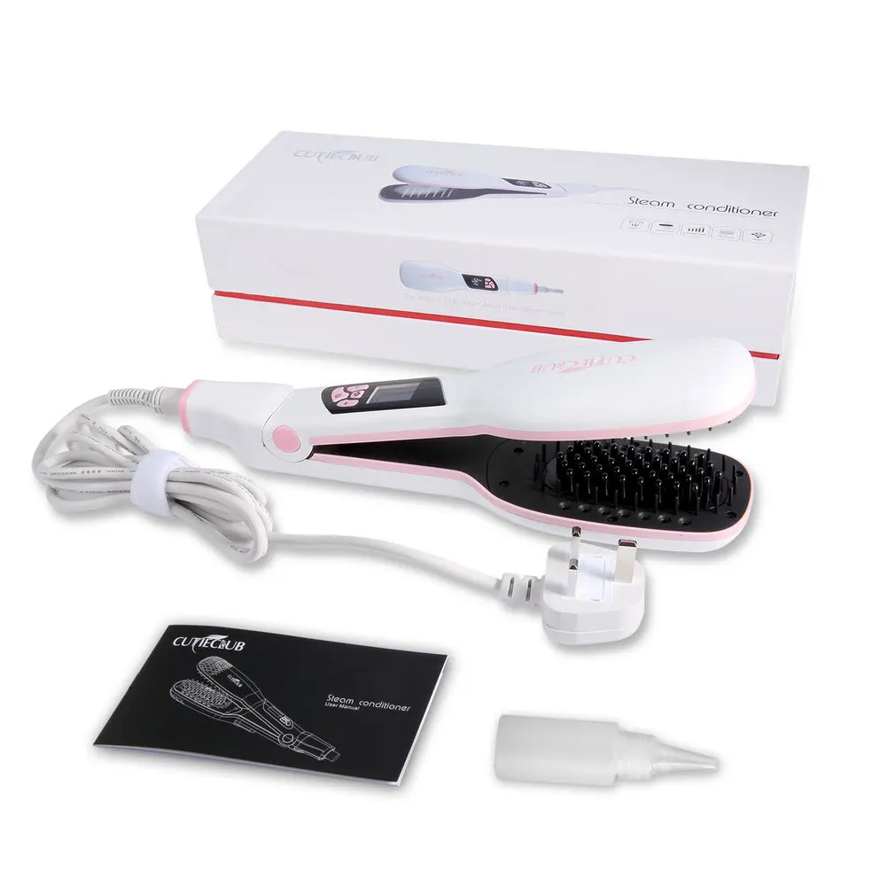 

110W Magic Steam Straight Hair Comb Steam Conditioner With Water Tank 14 Mini Vent Holes Adjustable Temperature Healthier