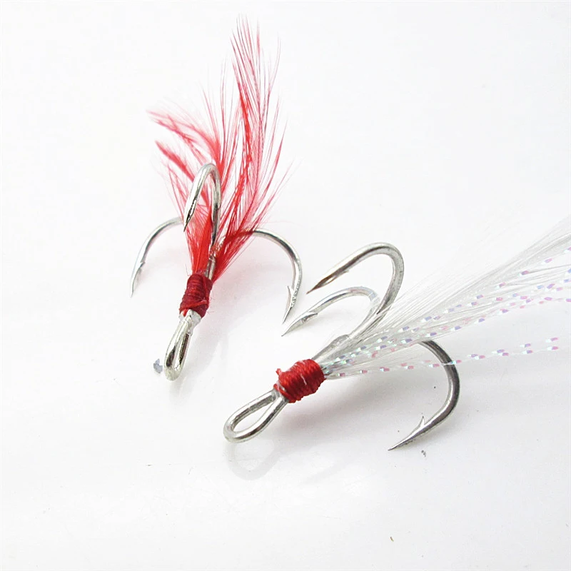 Mosodo Treble Hooks with Feather Carbon Steel Triple Hook Lure