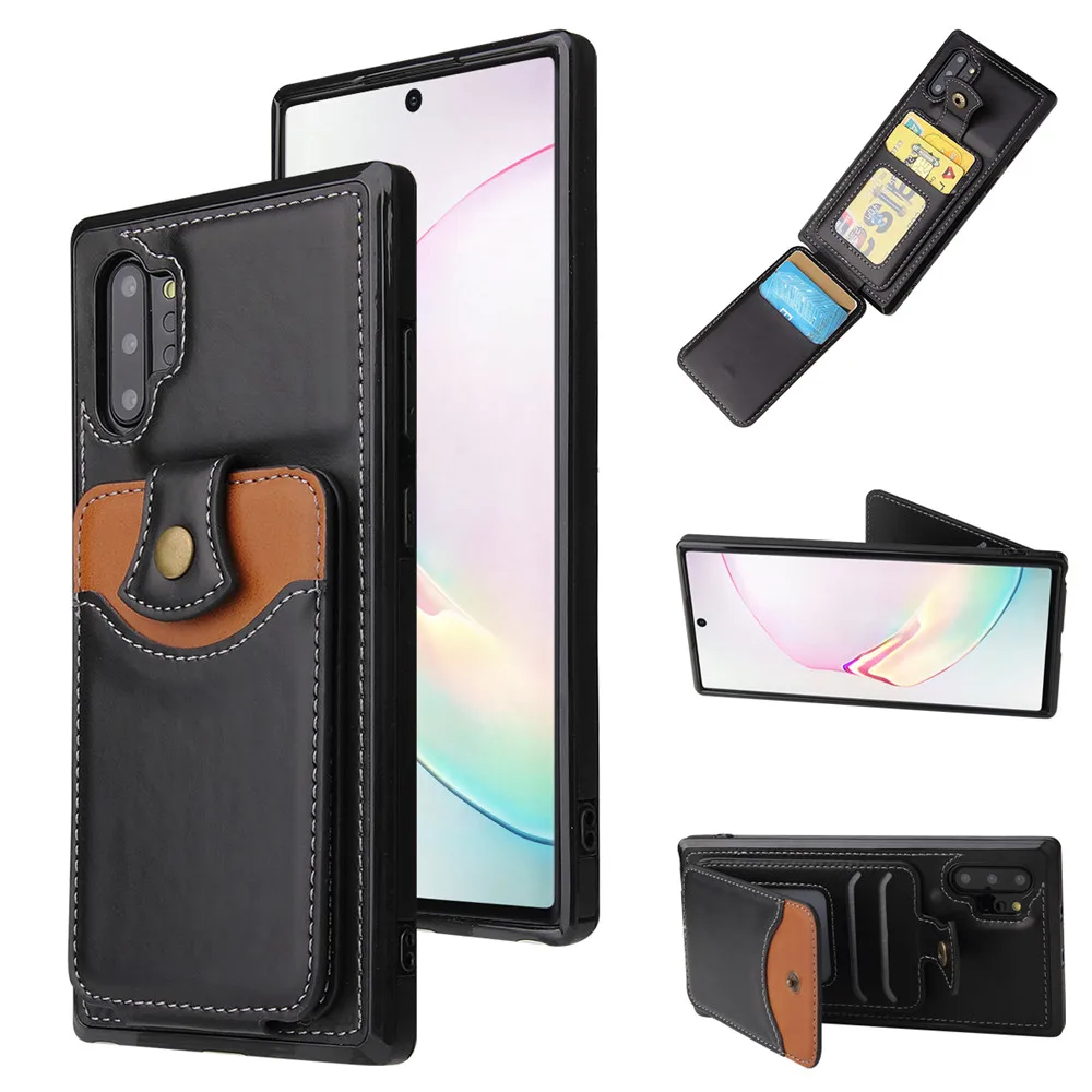 

Luxury Soft Leather Flip Wallet Phone Case For Samsung S10 Plus Leather Card&Bracket Cover For Samsung Note 10 Pro Plus Case