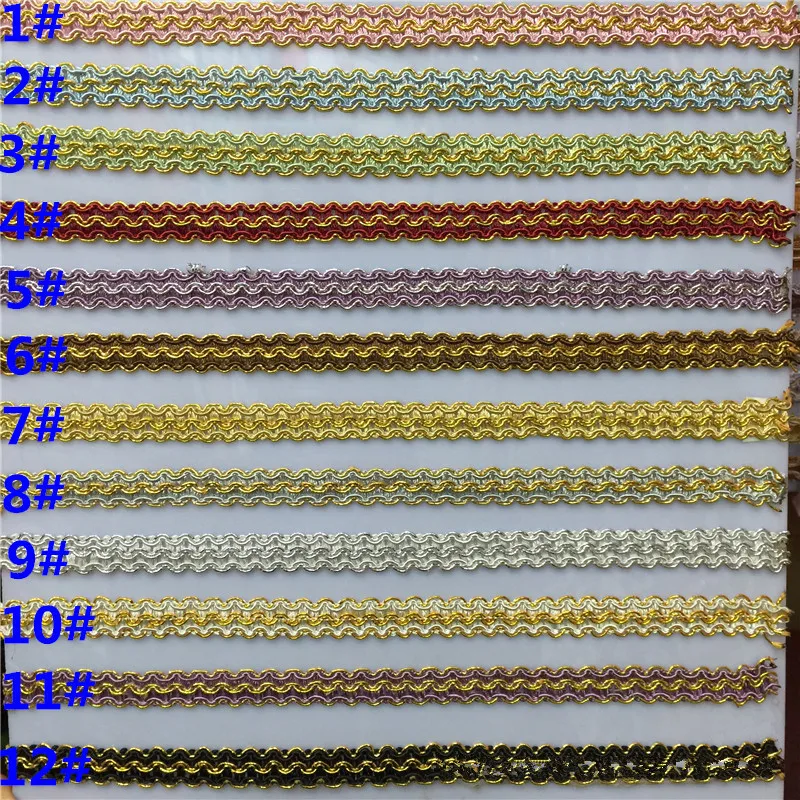 Ширина 15 мм черные белые золотые смешанные цвета полиэстер гофрированные плетеные ресницы крючком кружевные ленты с отделкой с краем ZD049