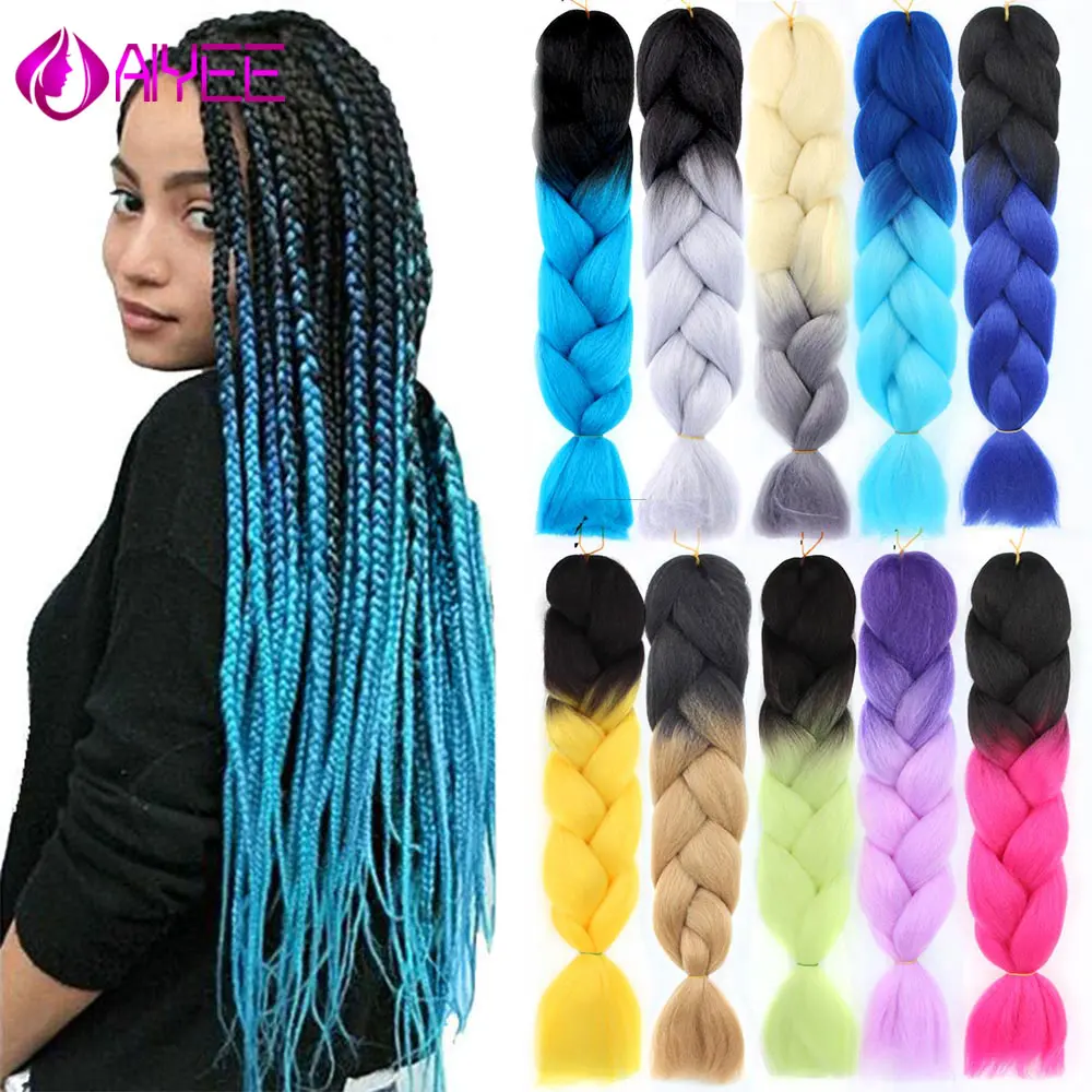 

AIYEE 24 100g Crochet Hair Jumbo Braid Hair Yaki Soft Hair Ombre Crochet Braiding Synthetic Hair Extension For Braids Crochet