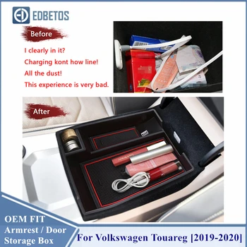 

For Volkswagen Touareg 3th Auto Accessories Car Central Armrest Storage Box Black Auto Container Glove Organizer Case 2019 2020