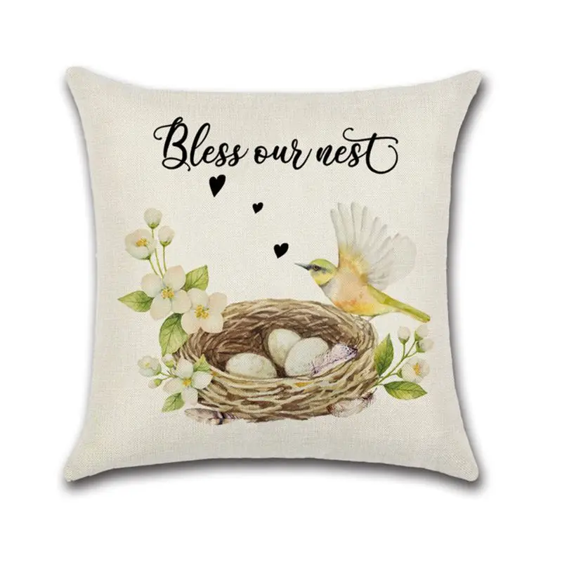 

4 Pcs Pillow Case Easter Bunny Pillow Cover Cotton Linen Sofa Bed Cushion Cover L69B