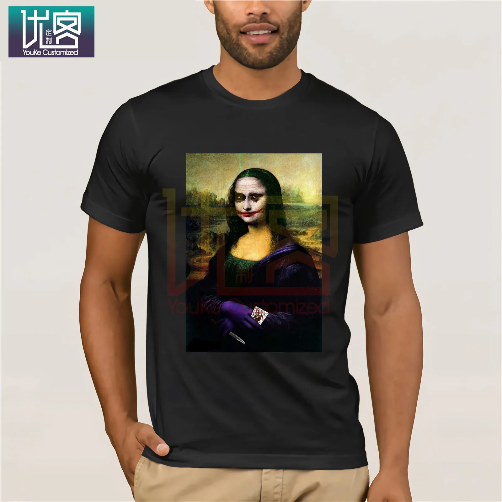 2019 забавные мужские футболки &quotМона Лиза Джокер&quot летние в стиле хип-хоп