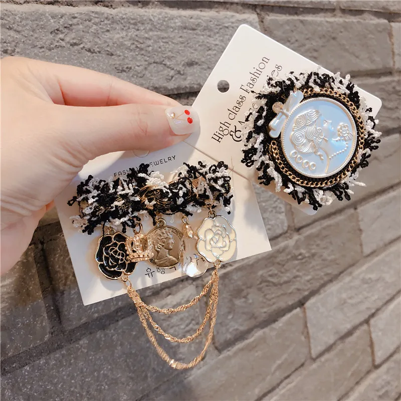 Newest Arrival Black White Camellia Fower Brooch Antique Handmade Korea Style Fabric Brooches Pin Lapel | Украшения и аксессуары
