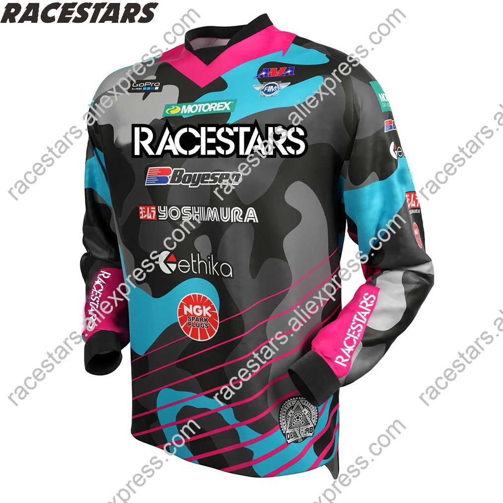 

New RACESTARS Motorcycles Cycling Long Sleeve Racing MX MTB Off Road Mountain Bike DH Bicycle Moto Jersey BMX Motocross Riding