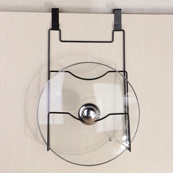 

Kitchen Pan Lid Rack Cupboard Door Hanging Metal Iron Saucepan Rack Multifunction Save Space Kitchen Storage Rack Shelf Holder