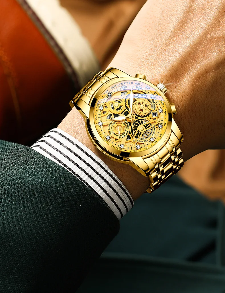 New Fashion Mens Watches with Stainless Steel Strap High Quality Accurate Waterproof Men's Business Watches Four Color