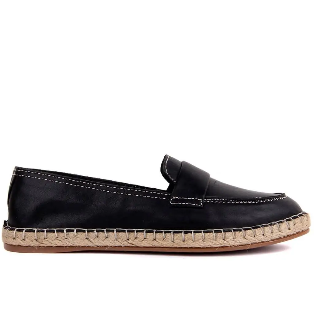 

Sail-Lakers Black Leather Women Espdaril