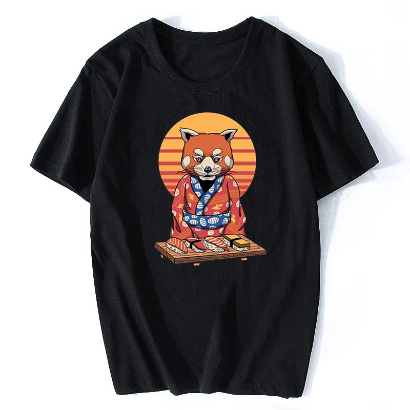 Японская футболка Rad Panda Sushi аниме, Мужская футболка высокого качества, эстетическая хлопковая Винтажная футболка, Harajuku, уличная одежда, Camisetas Hombre