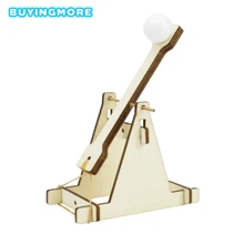 Catapulta de madeira modelo kit diy trebuchet educacional ciência montagem blocos de construção brinquedos para crianças física jogos experimento