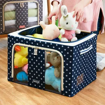 

Stylish Foldable Clothes Blanket Quilt Toy Storage Box Closet Organizer Oxford Cloth Steel Storage Box